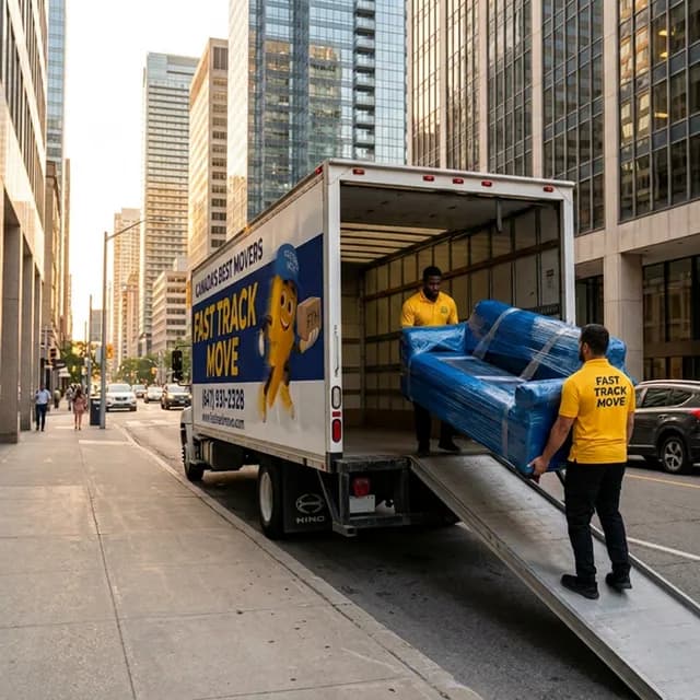 Fast Track Move residential movers carrying furniture in Toronto